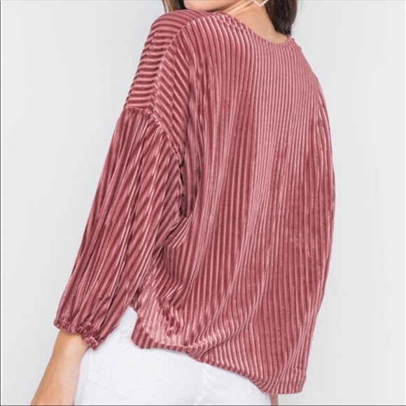 Velvet Button Down Loose Fit Top - Picture 2 of 5